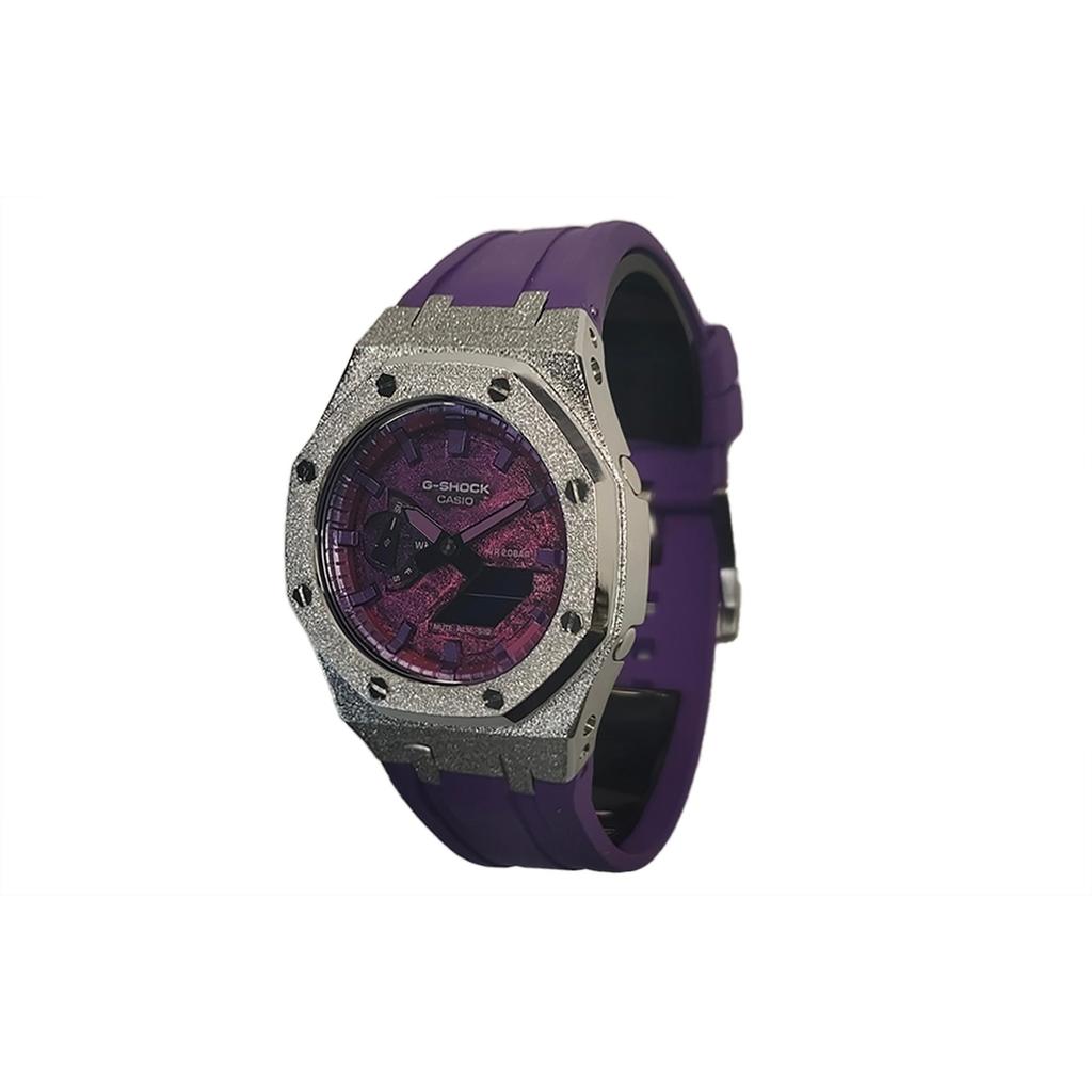 CASIO Men Liquid Crystal,Analog Dual Display Series 44mm Purple Watch GA-2100SKE-7A(Watch3--)