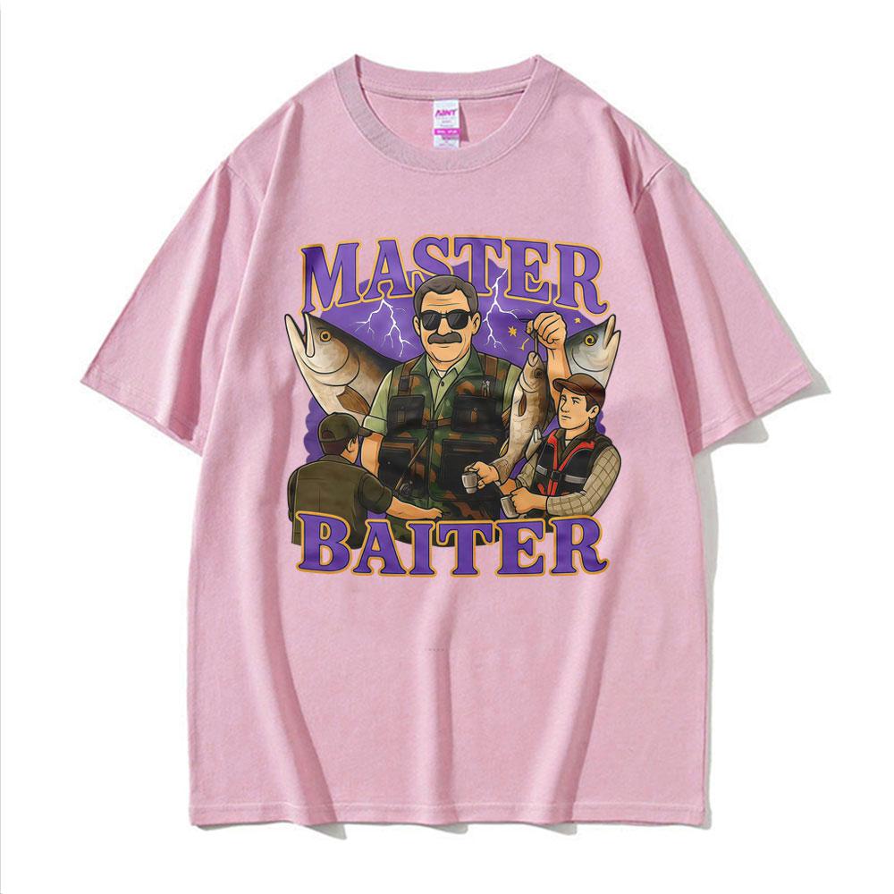 Funny Fishing Master Baiter Graphic T Shirts Men Women Vintage Fisherman Humor Tshirt Casual Loose Oversized T Shirt Streetwear