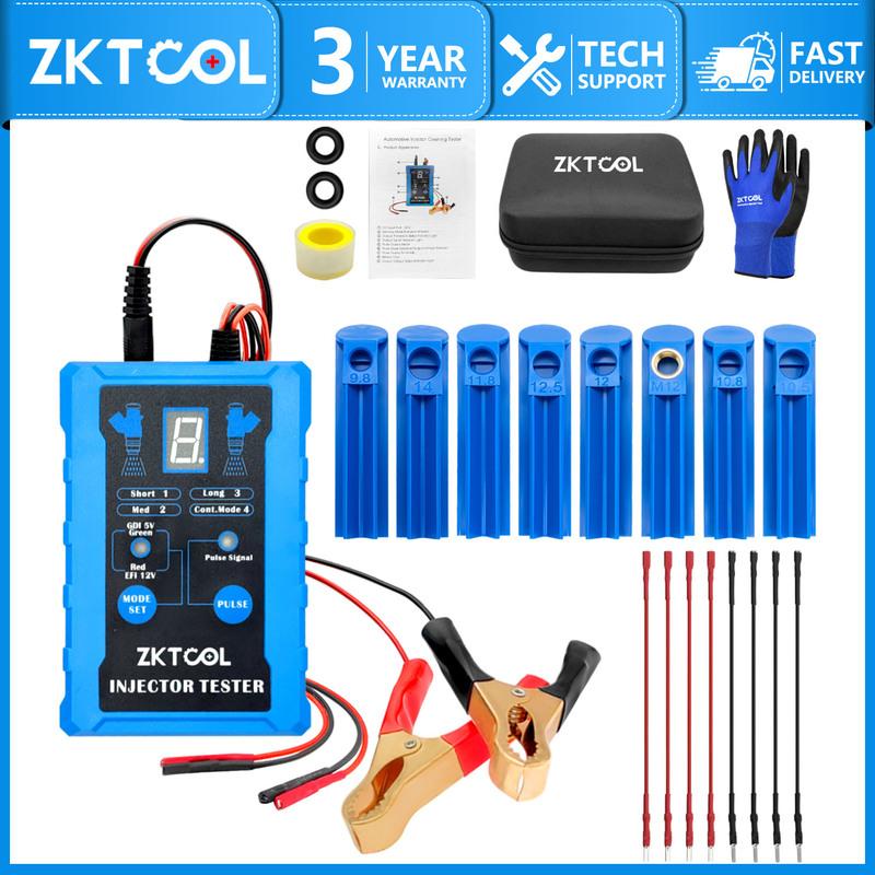 Kit d'outils de test et de nettoyage universels pour injecteurs de carburant avec 8 modes d'impulsion, double canal 4 fils (pour 2 injecteurs), Adaptateurs 8 Tailles,