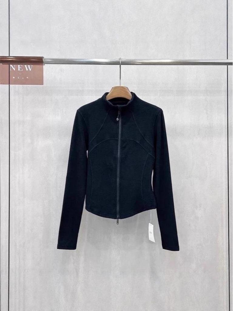 Korean Sporty Herringbone Velvet Stand Collar Zip Long Sleeve T-shirt for Women - Slimming Fit, Autumn/Winter 2025.