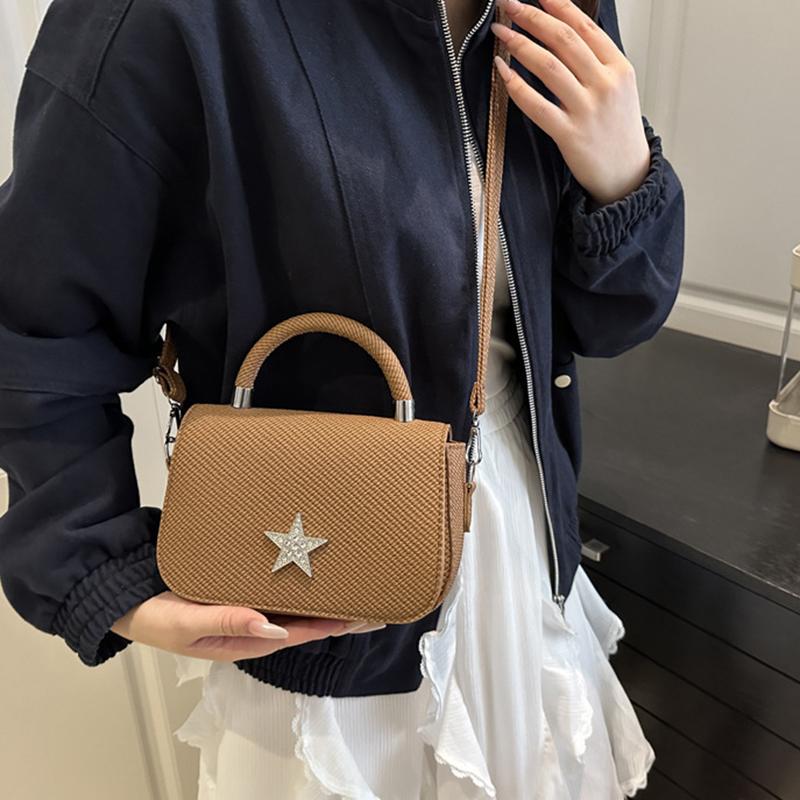 Starry Diamond Chain Texture Crossbody Bags Women Fashion Shiny Star Small Square Hand-held Shoulder Bag Lady Commuting Handbags