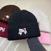 Autumn and Winter Warm and Cold-proof Loose Wool Hat Cute Cartoon Embroidery Knitted Hat Versatile Face Small Bag Head Hat