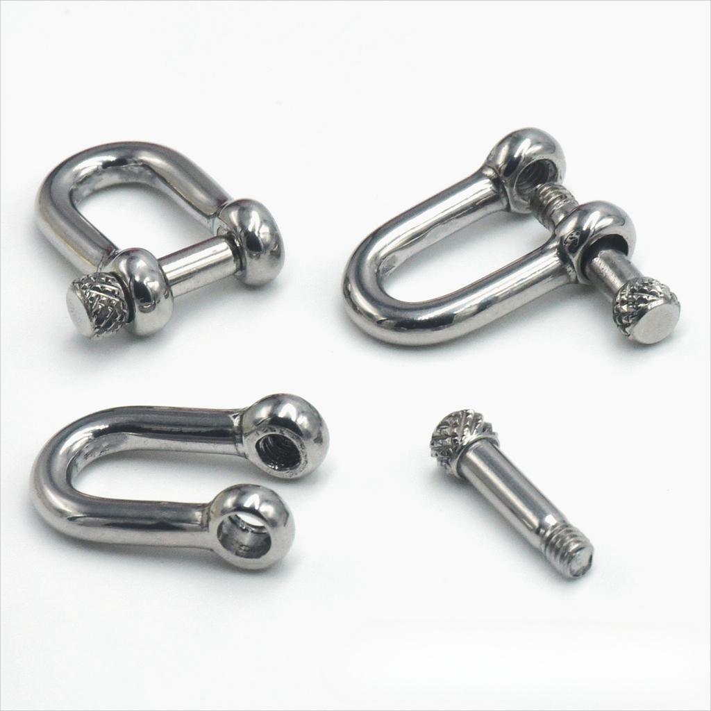 Wholesale Stainless Steel Horseshoe Clasp Keychain D Shaped Buckle Leather Rope Bracelet U-shaped Detachable Buckle Accessory