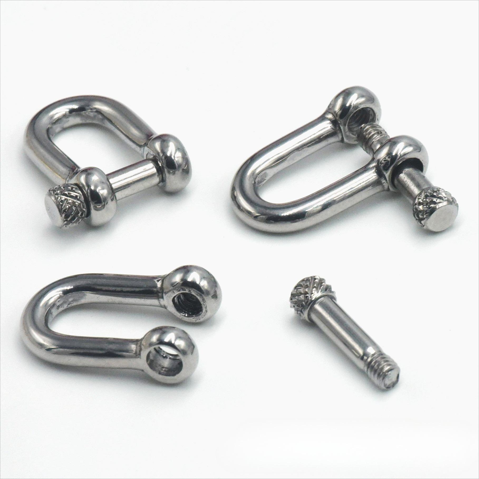 Wholesale Stainless Steel Horseshoe Clasp Keychain D Shaped Buckle Leather Rope Bracelet U-shaped Detachable Buckle Accessory
