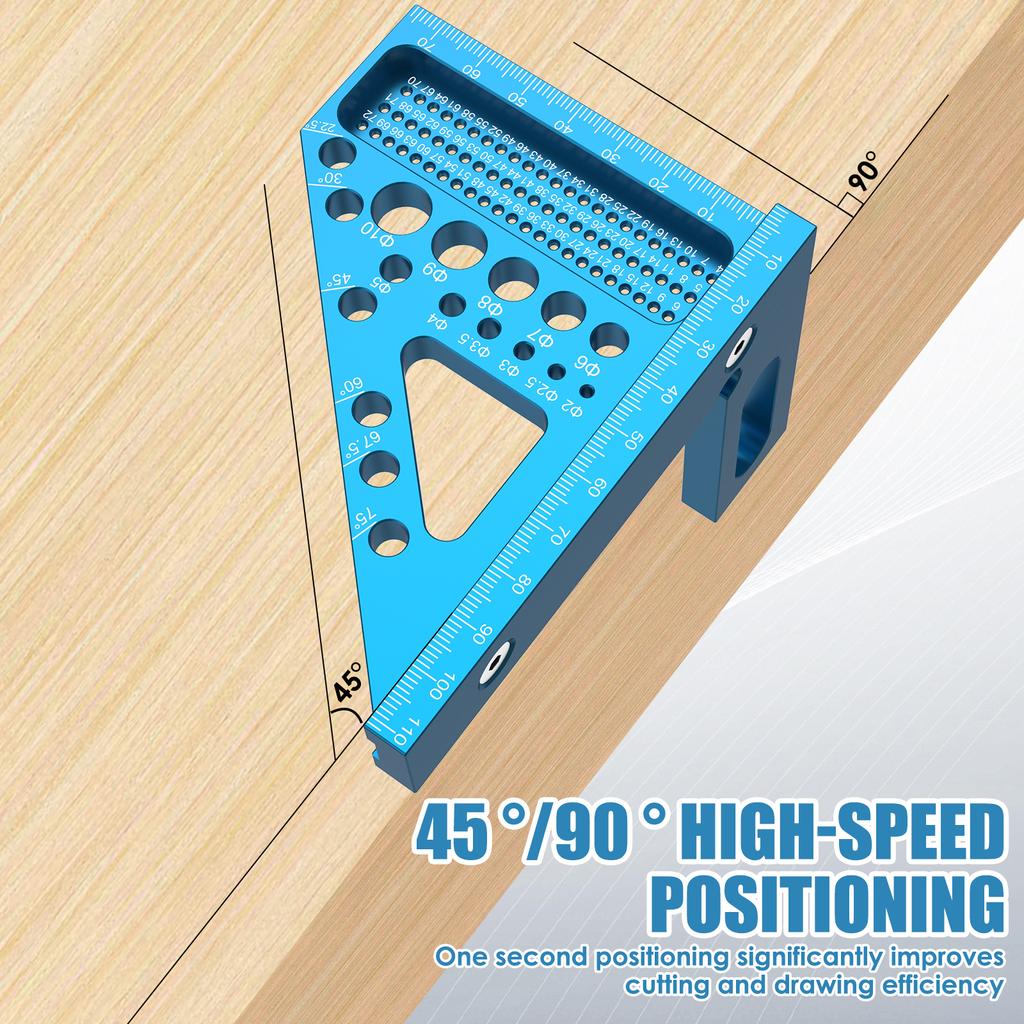 3D Multi Angle Aluminum Red Measuring Ruler 45/90 degree Woodworking Square Protractor Drawing Line Miter Triangle Layout Tool