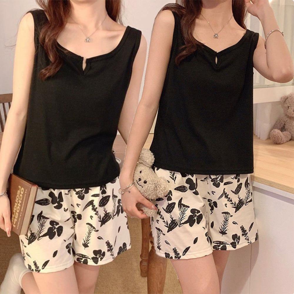 Summer Vest Pajamas New Sweet Loose Sleeveless Home Clothing Set for Women