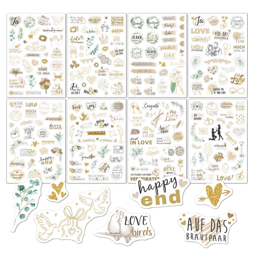 230 szt./8 arkuszy Naklejki do scrapbookingu DIY Na ślub Przezroczyste dekoracje do księgi gości Handaccount Arts Crafts Stickers
