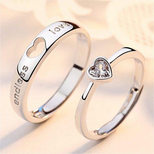 2Pcs Silver Color Sun Moon Couple Rings For Women Romantic Day Night Letter Ring Lover Engagement Banquet Jewelry Dating Gift