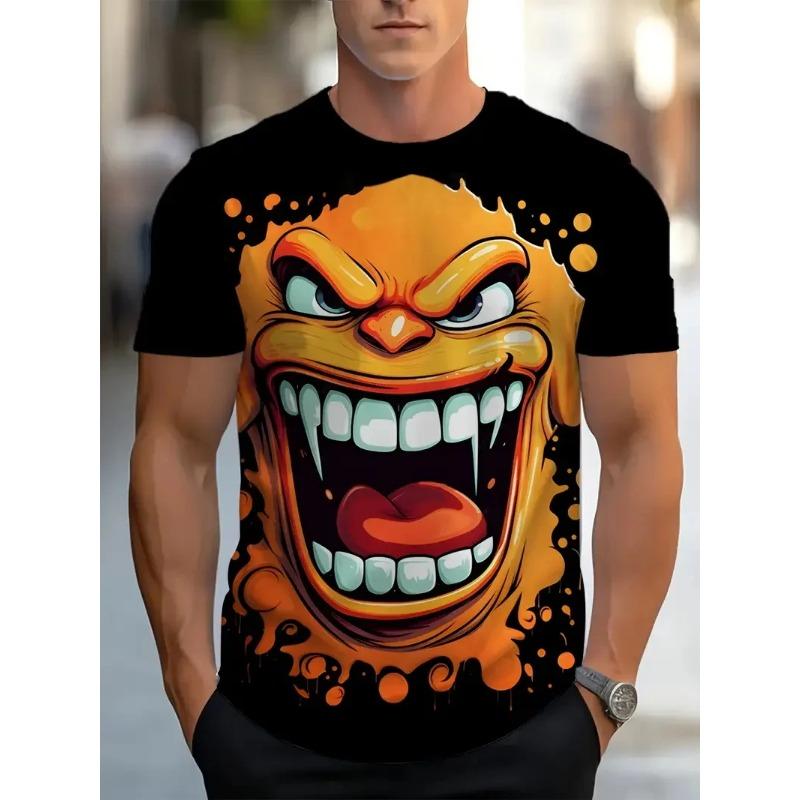 Summer Round Neck 3D Funny Animal Print Top Fashionable Casual Short Sleeved Men's T-shirts