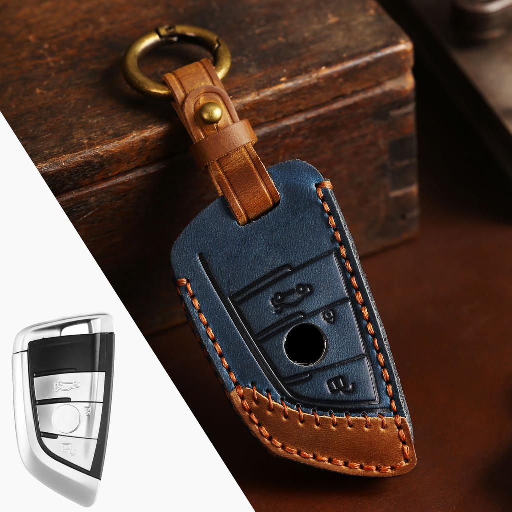 Leather Car Key Fob Case Cover For For Bmw 1 3 5 7 Series X1 X3 X4 X5 F10 F15 F16 F20 F30 F18 F25 M3 M4 E34 Keychain Accessories