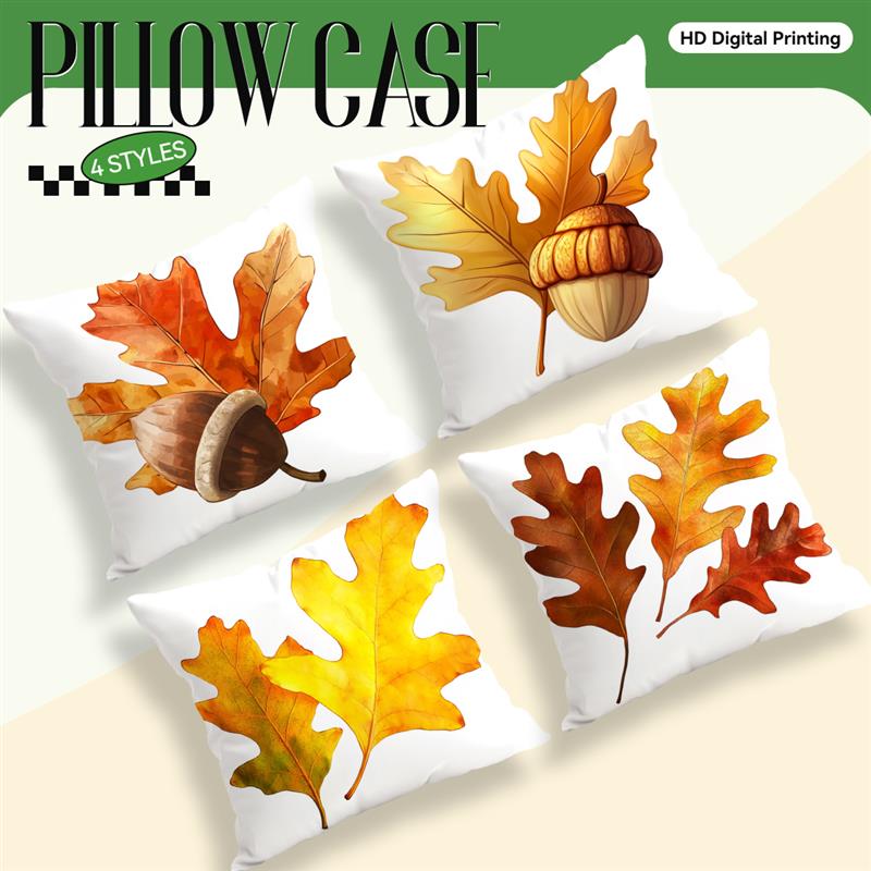 Home Decor Autumn Oak Leaves And Acorns Throw Pillow Covers Pattern Cushion Cover Suitable For Sofa Bedroom Car Pillow Cover