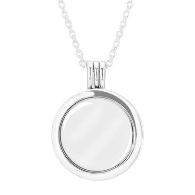 Collana con ciondolo a medaglione galleggiante grande in argento sterling 925 autentico per donna, gioielleria raffinata, catena regolabile da 75 cm