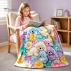 Leichte, atmungsaktive Nickeldecke Teddybär Blumenmuster, Superweiche Plüschdecke Niedlicher Hase Flanelldecke Hundemuster, Gemütlich für