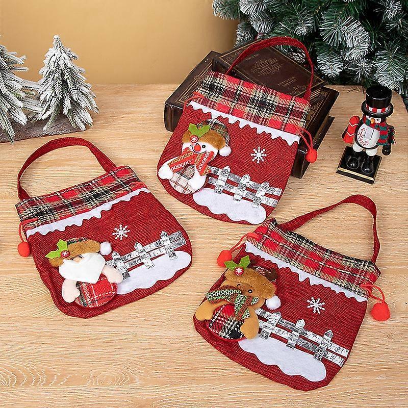 Christmas apple bag snowman gift bag Christmas Eve Christmas fruit packaging bag velvet gift handbag apple box checkered candy bag deer