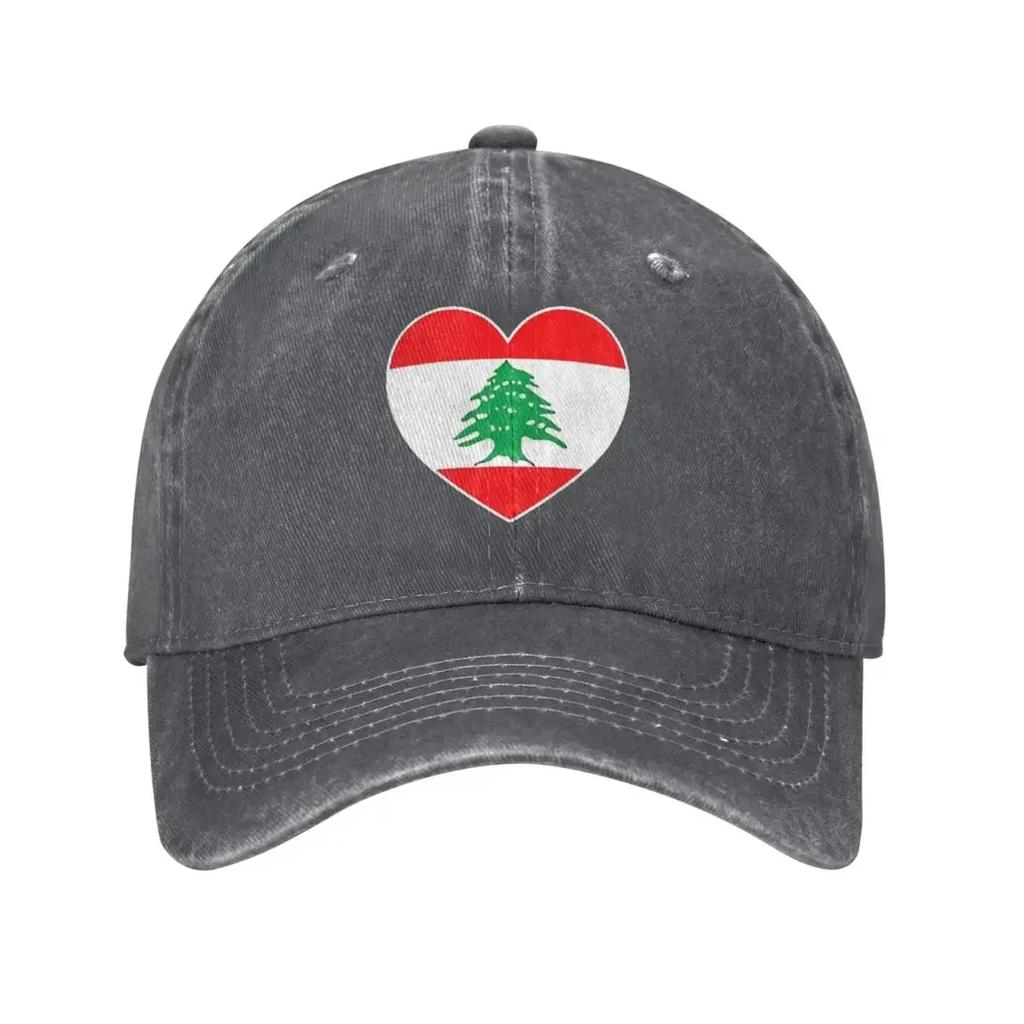 I Heart Lebanon Lebanese Flag Baseball Caps Vintage Distressed Denim Headwear for Men Women Outdoor All Seasons Travel Caps Hat