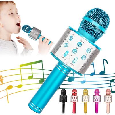 Wireless Bluetooth Karaoke Microphone for Kids, 5-in-1 Portable Handheld Karaoke Mic Speaker Player Recorder with Adjustable Remix FM Radio