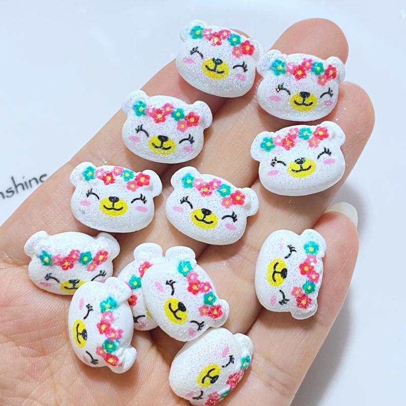 10Pcs New Cute Resin Shiny Little Bear Series Flat Back Cabochons Scrapbooking DIY Jewelry Craft Decoration Accessories