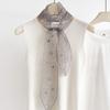 Elegant Retro Narrow Scarf Floral Embroidery Solid Color Chiffon Scarf Long Strip Soft Texture Lace Waist Belt For Women