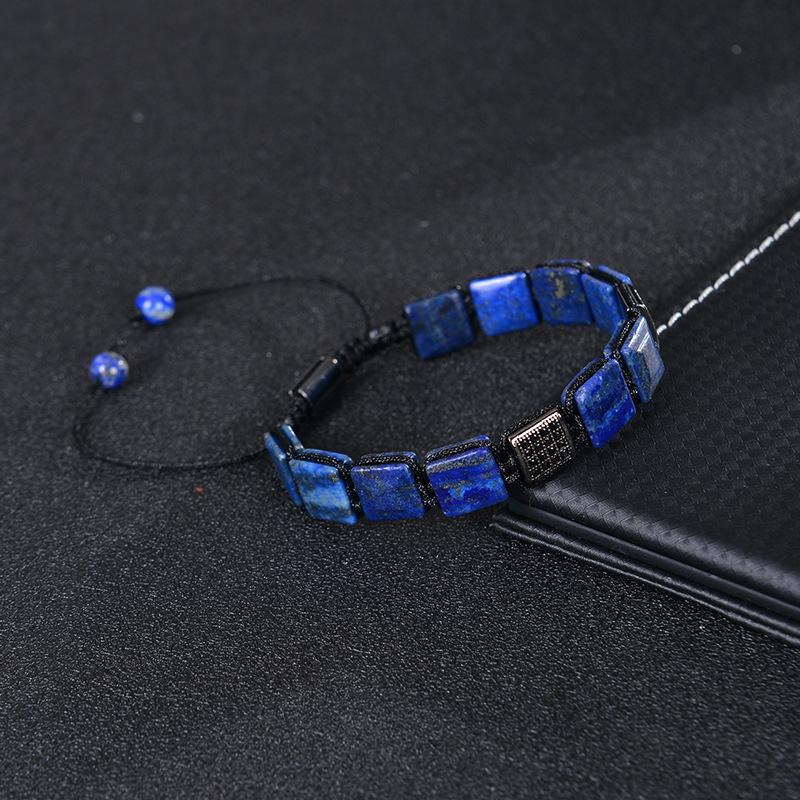 Cross-Border Fashion Square Tiger Eye & Lapis Lazuli Bracelet with Copper & Zircon for Women
