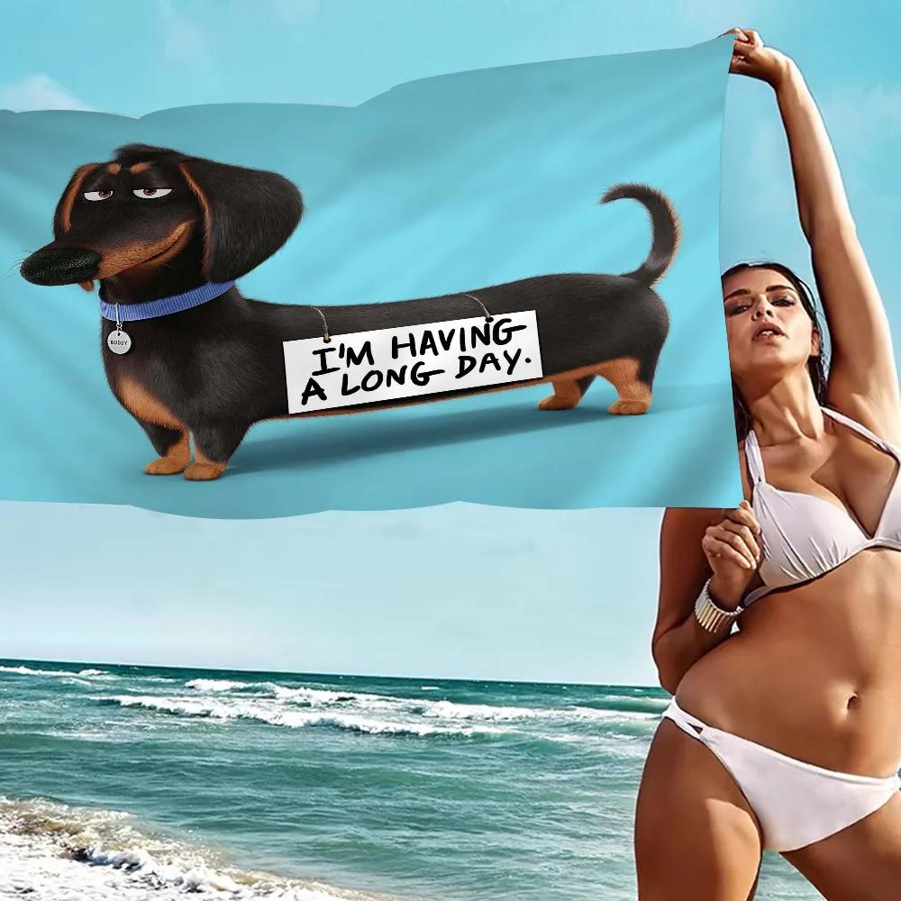 Dachshunds Anime Beach Swimming Towel Soft Absorbent Washcloth Children's Gifts for Kids Travel Camping Gym