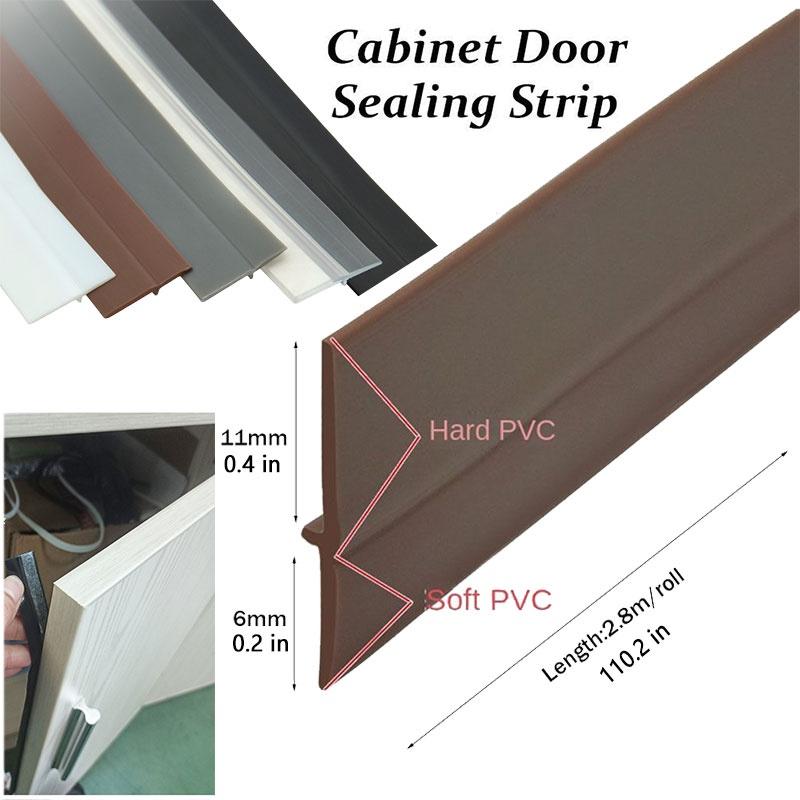 Pvc Wardrobe Dustproof Strip Self-adhesive Cabinet Double-door Tight Seal Moisture-proof Insect-proof Light-blocking Straight Shape Dust Blocker 2.8m