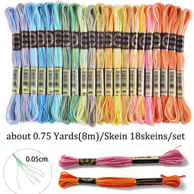 18 Colors Embroidery Thread Cotton Sewing Skeins Craft Cross Stitch Floss Kit ,8 Meters, 6 Strands Sewing Handmade Sewing Tool