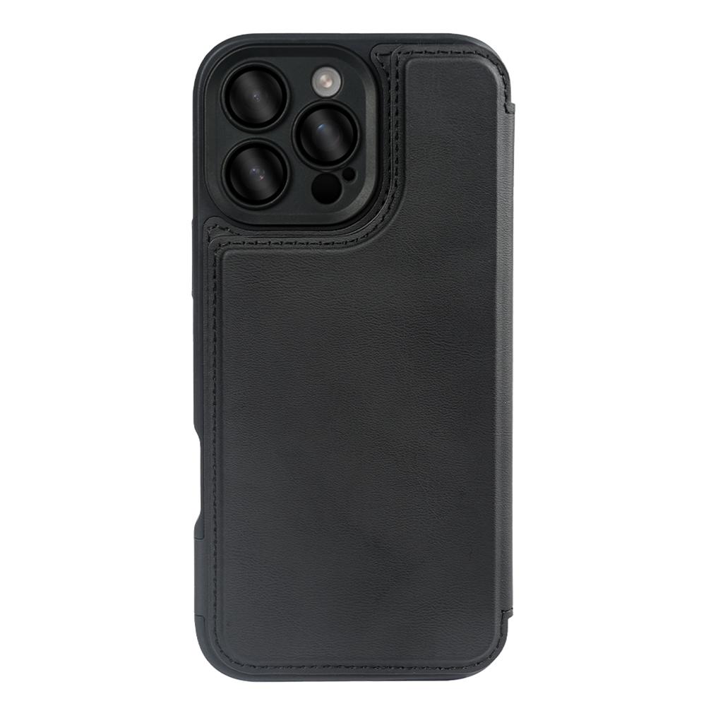 For iPhone 16 Pro Magnetic Case RCS Eco Friendly Flip Phone Cover with Kickstand RFID Blocking