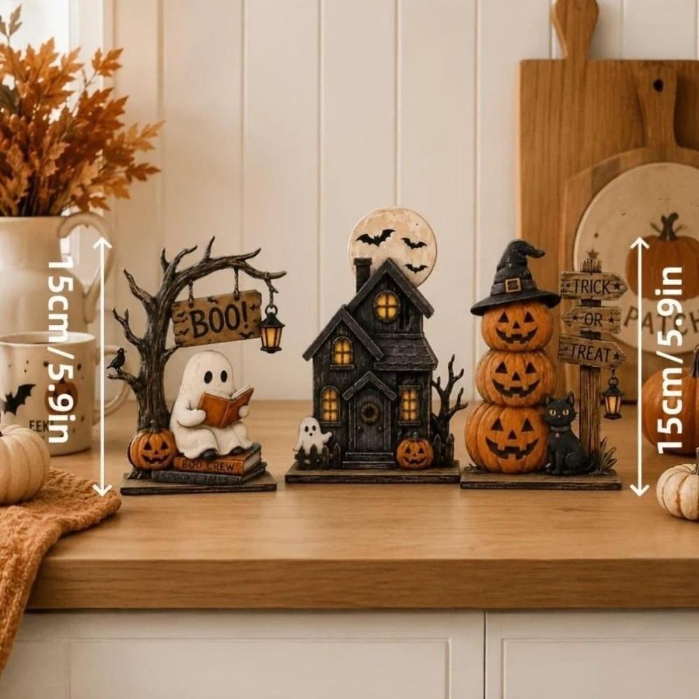 2D Flat Ghost Pumpkin Standing Sign Trick or Treat Haunted House Statue Holiday Party