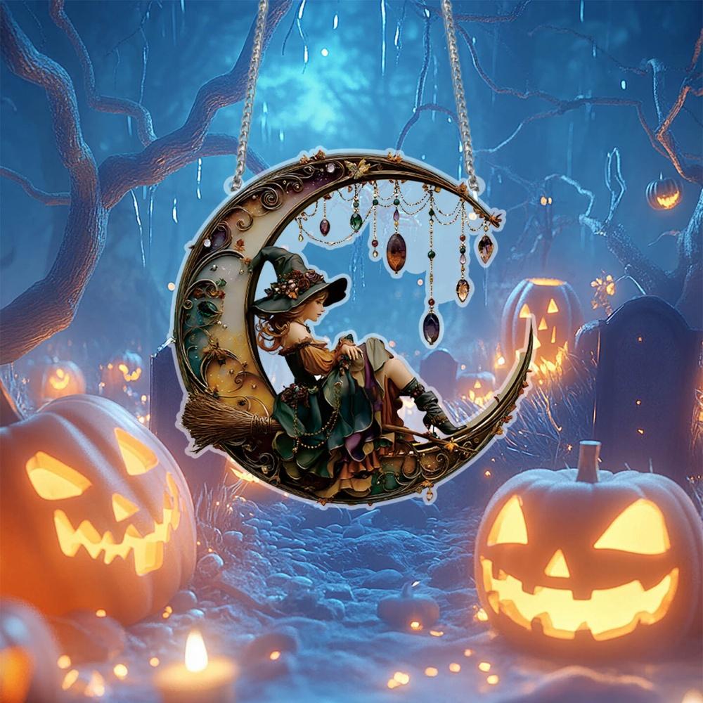 Window Hanging Decoration Lightweight 2d Flat Decoration Halloween Acrylic Pendant Eerie Garden Suncatcher For Garden Trick Or