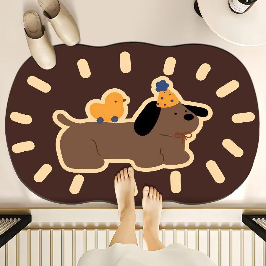 Cartoon Animal Diatom Mud Bathroom Mat: Non-Slip, Absorbent Floor Pad 40x60cm Diatom Mud