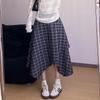 Black High-Waist A-Line Plaid Skirt - Women's Autumn 2026 Korean Style Mid-Length Skirt