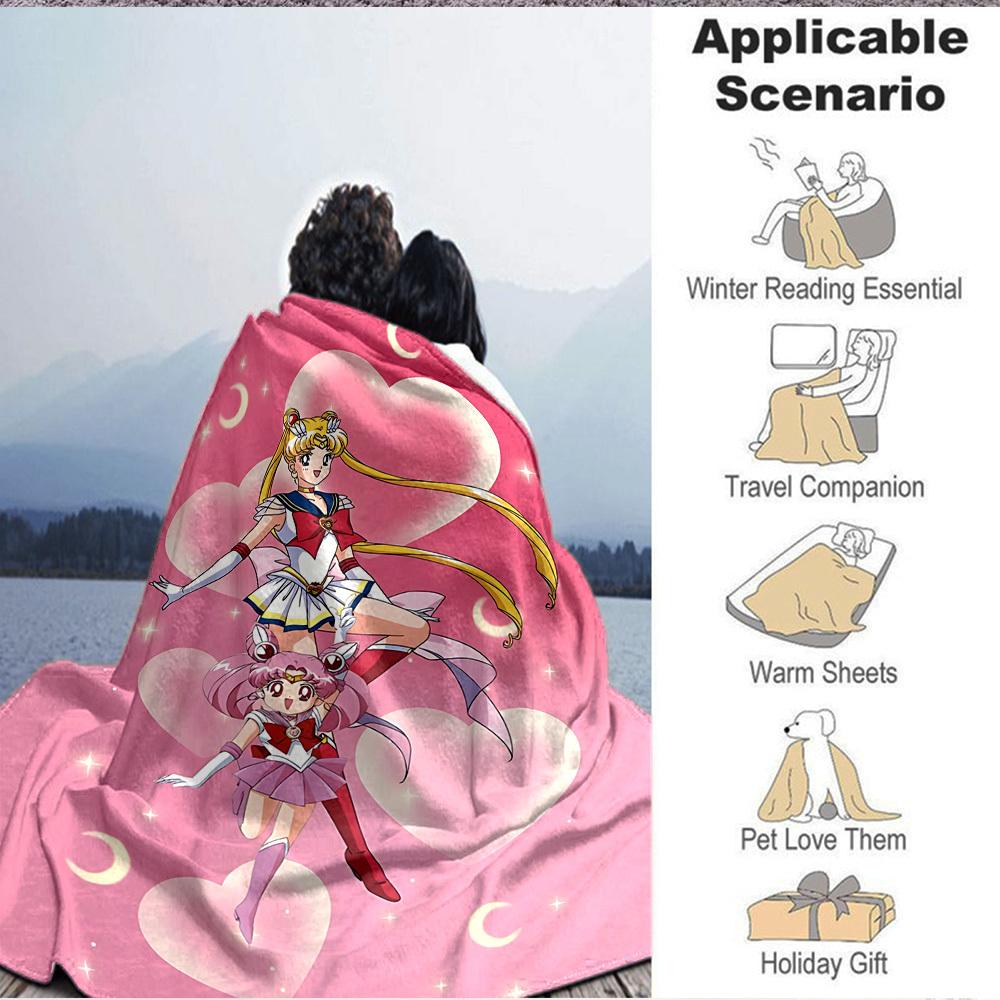 1pc Sailor Moon Flannel Blanket [Cozy Throw Blanket] For Sofa, Bed, Travel, Camping, Livingroom, Office, Couch, Chair, And Bed