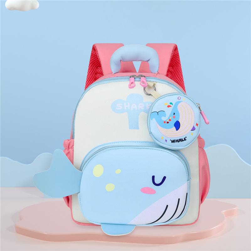 Schoolbag Cartoon Dinosaur Whale Kindergarten School Bag Children's Backpack Cute and Lightweight Boys and Girls School Backpack New