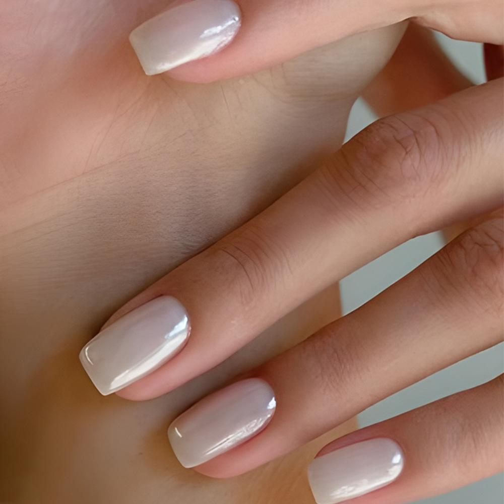 24 pz/set Quick Nails Glitter Bianco Gradiente Nail Art French Unghie Indossabili Adesivi per Unghie Rimovibili Impermeabili Unghie Finte