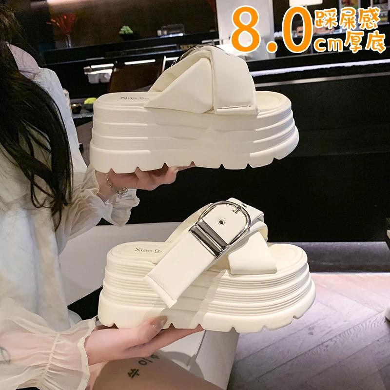 Fashion 8CM Fashion Women Shoes Buckle Wedge Sandals Women Outdoor Casual Platform Slippers New Woman Non-Slip Versatile Sandalias Mujer