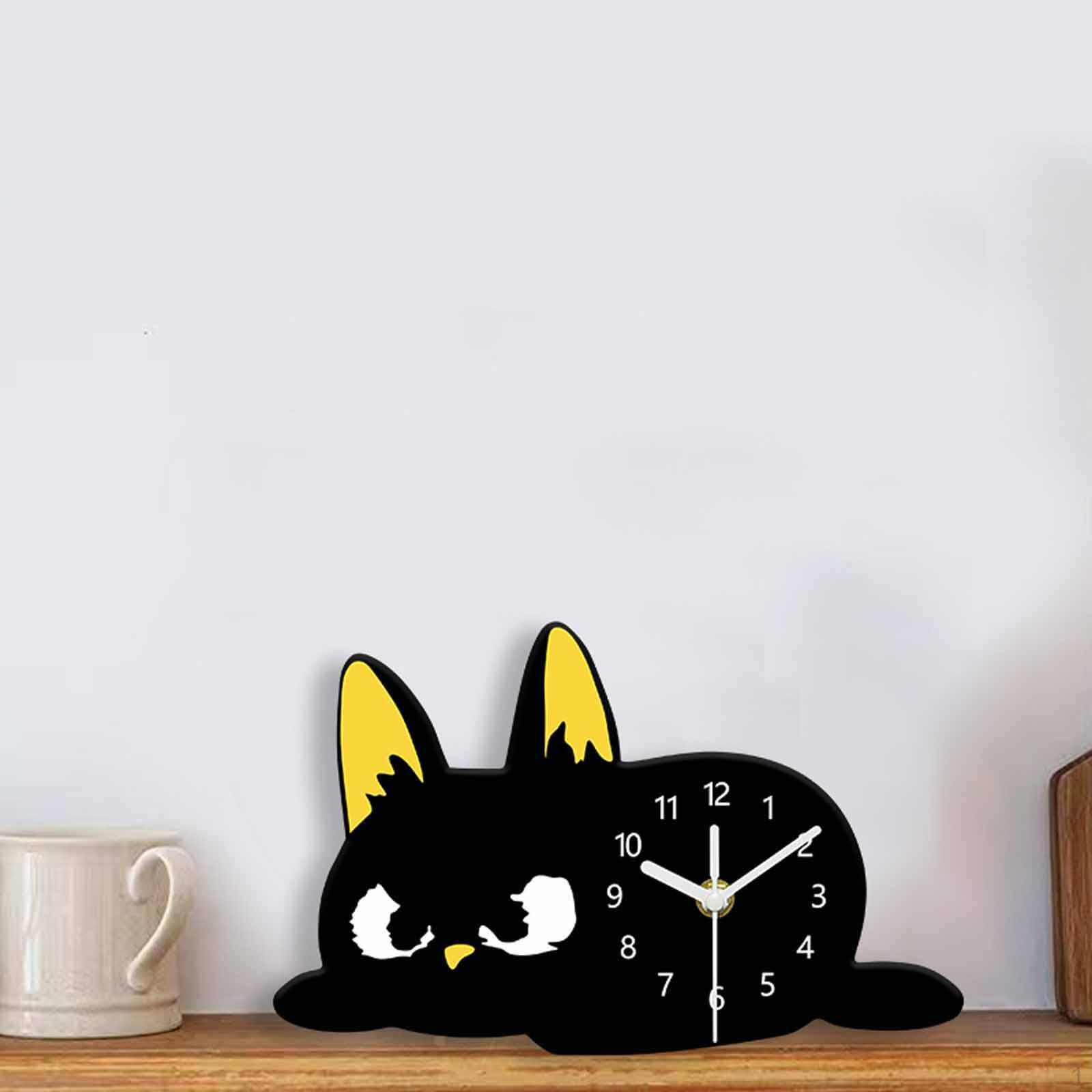 

Tabletop Cat Clock,Kitten Desk Clock Modern Farmhouse Timepiece Mantel Non Ticking Silent for