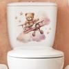 Fun-m120 Cartoon Bear Open Airplane Toilet Stickers Bathroom Bathroom Beautification Wall Stickers Self-adhesive