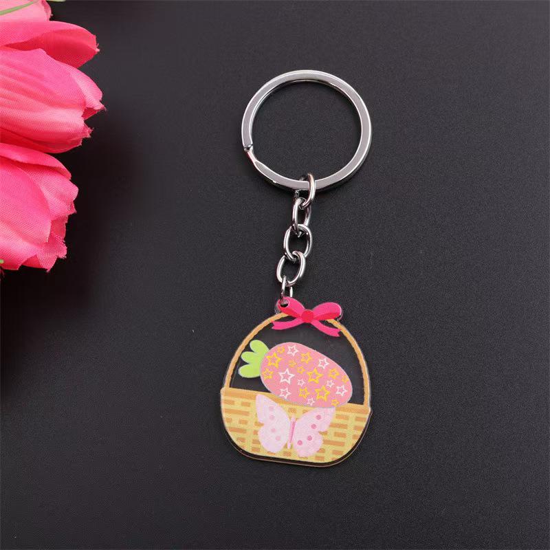 Personalized Easter Keychain: Carrot Rabbit, Colored Egg, and Little Chick Pendant for Women