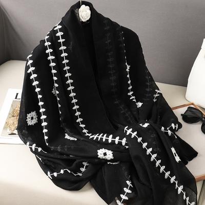 Luxury Brand Autumn Cotton Pashmina Shawl Lady Wrap Warm Hijab Scarves Design Print Female Foulard Beach Stoles Scarf
