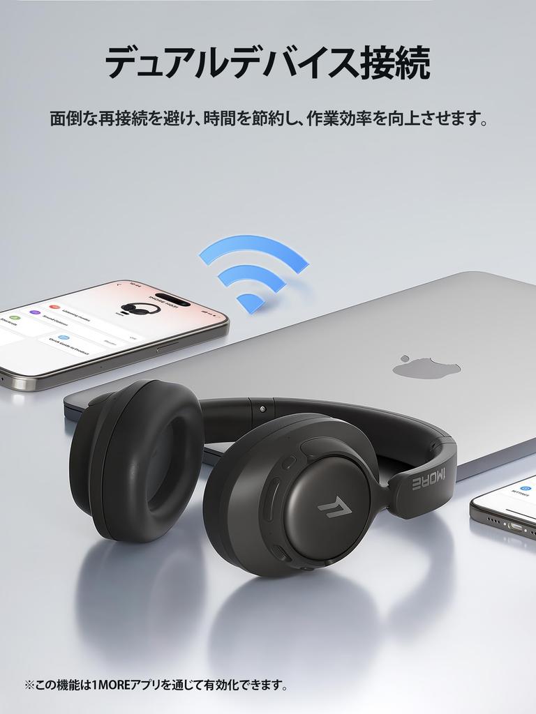 1MORE SonoFlow SE HQ31 Wireless Audio LDAC 40mm Up to 90 Hours Music Noise Ambient Sound Gaming Dedicated App Compatible Headphones Hi-Res