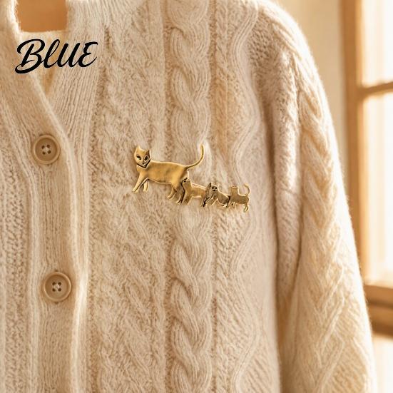 Cat Backpack Pin Family Brooch Pin, Golden Silver Plated Alloy Kitten Lapel Animal Pins Shape Badge Jewelry for Clothing Bags Hats Coats Accessories