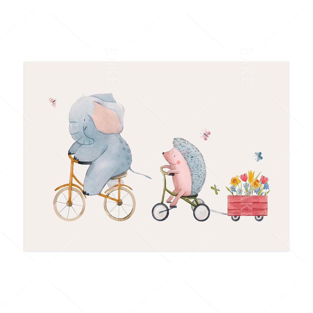 Giraffe Elephant Monkey Animal Car Travel Nursery Poster And Print Canvas Painting Nordic Wall Art Pictures Kids Room Home Decor