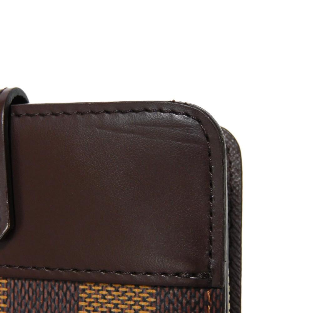 Used Damier Compact Zip Billfold Card Case with Brown Snap Button, 12564, and Coin Purse (N61668 7941 Logo) from Japan