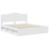 White Bed Frame with Headboard 200 x 200 cm Solid Pine Wood