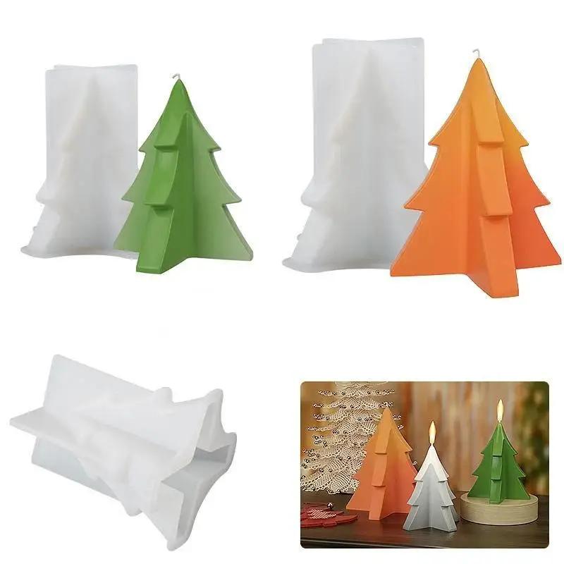 New Christmas Tree Silicone Molds For DIY Handmade Aromath Gypsum Scented Candle Mould Christmas Decorations Home Decor Crafts