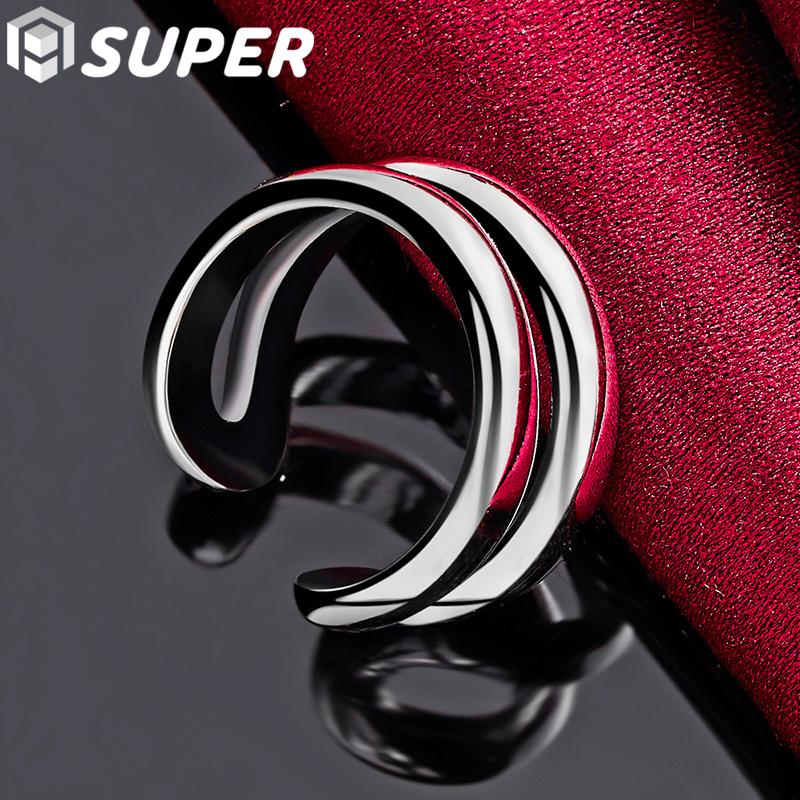 Inele duble linie din argint 925 Inele de cuplu feminin Bijuterii