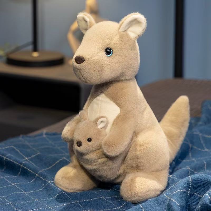 22/35cm Mother and Child Kangaroo Doll Simulation Doll Plush Toy Handmade Doll Cartoon Anime Cute Pillow Cushion Home Decoration