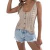 2026 Spring/Summer Solid Color Hollow Button Sweater Women's Vest Knitwear Vacation Top