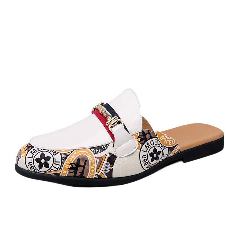 Men's bag head half-drag leather shoes summer new fashionable men's shallow breathable cool leather shoes
