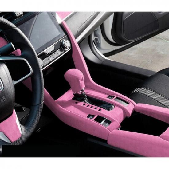 Central Console Gear Shift Frame Panel For Honda Civic 10th 2016- Pink Suede